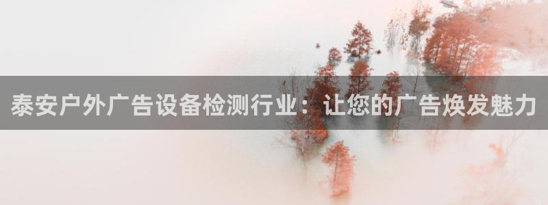 杏宇平台怎么样赚钱：泰安户外广告设备检测行业：让您的广告焕发魅力